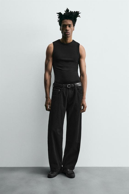 ZARA ДЖИНСЫ BAGGY FIT, ЧЕРНЫЙ