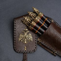 Подарочный набор шампуров "МЧС", рукояти черный мореный граб