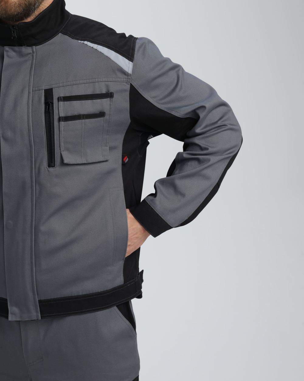 Куртка Милан NEW CH МВО (тк.Смесовая,270), т.серый/черный