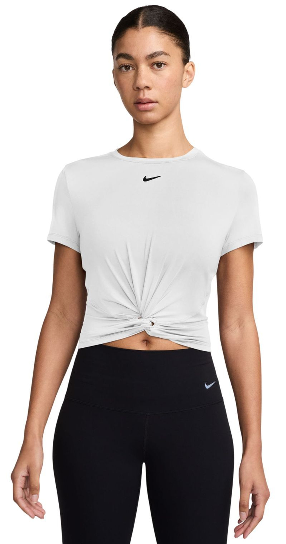 Женская теннисная футболка Nike One Classic Dri-Fit Twist Short Sleeve - white/black