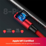 Кабель USB 2.0 - Lightning 8-pin, 90°, 1m, UGREEN 60555