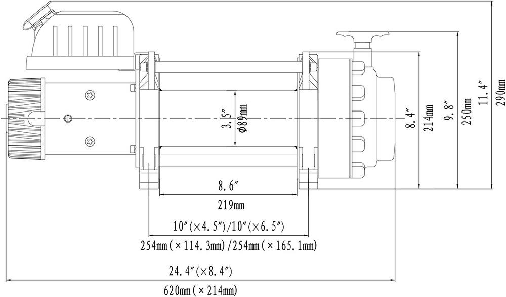Лебёдка электрическая (индустр.) 24V Runva 17500 lbs 7960 кг синтетический трос