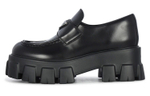 PRADA Brushed Leather Monolith Loafers "Black" Women"s