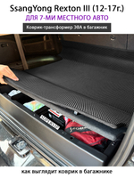 Коврик-трансформер ЭВА в багажник авто для SsangYong Rexton III (12-17г.) для 7-ми местного авто