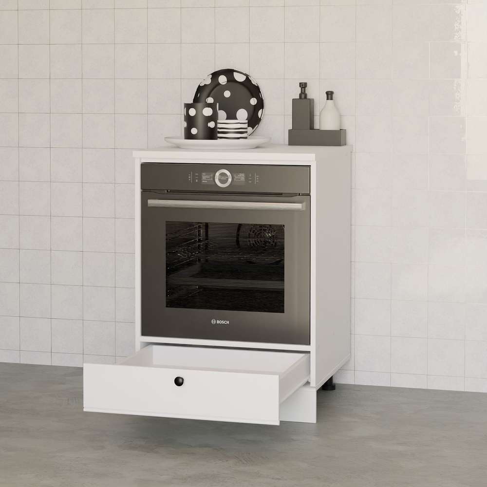 Кухонный модуль 60х60х85, Авери, напольный под духовой шкаф, из МДФ и ЛДСП, белый, Dipriz