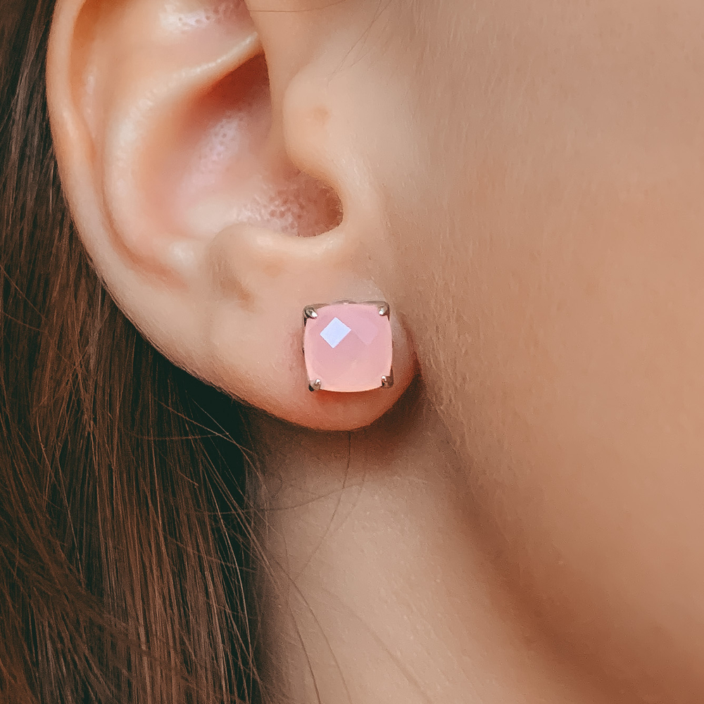 Серьги Wild Flower с розовым халцедоном