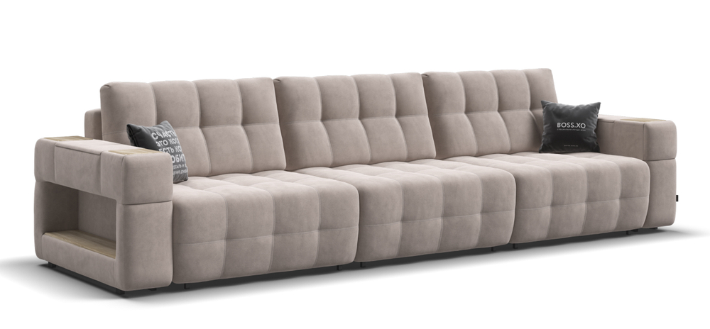 Диван BOSS.XO MAX велюр Monolit латте / WOOD Snow