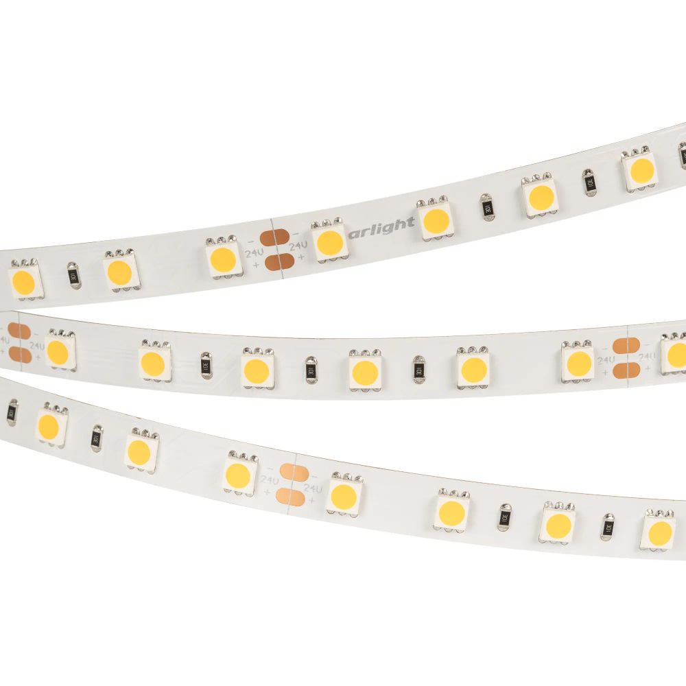 Светодиодная лента RT-B60-10mm 24V Warm3000 (14.4 W/m, IP20, 5060, 5m) (Arlight, Открытый) 028589(2)
