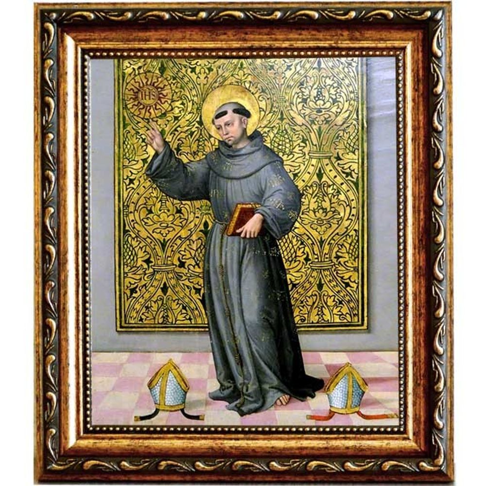 Святой Бернардин Сиенский. Икона на холсте.