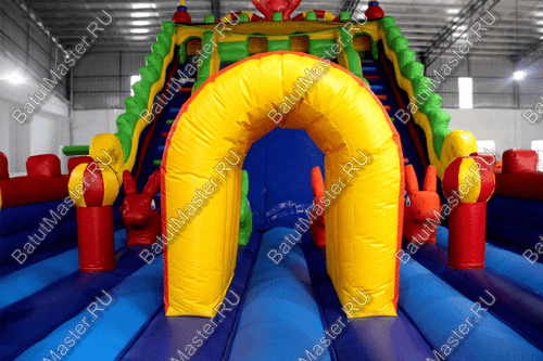 Детский надувной батут-горка "Dragons", размер 14*8*8 м