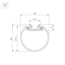Профиль ROUND-D40-2000 ANOD (Arlight, Алюминий) 044517