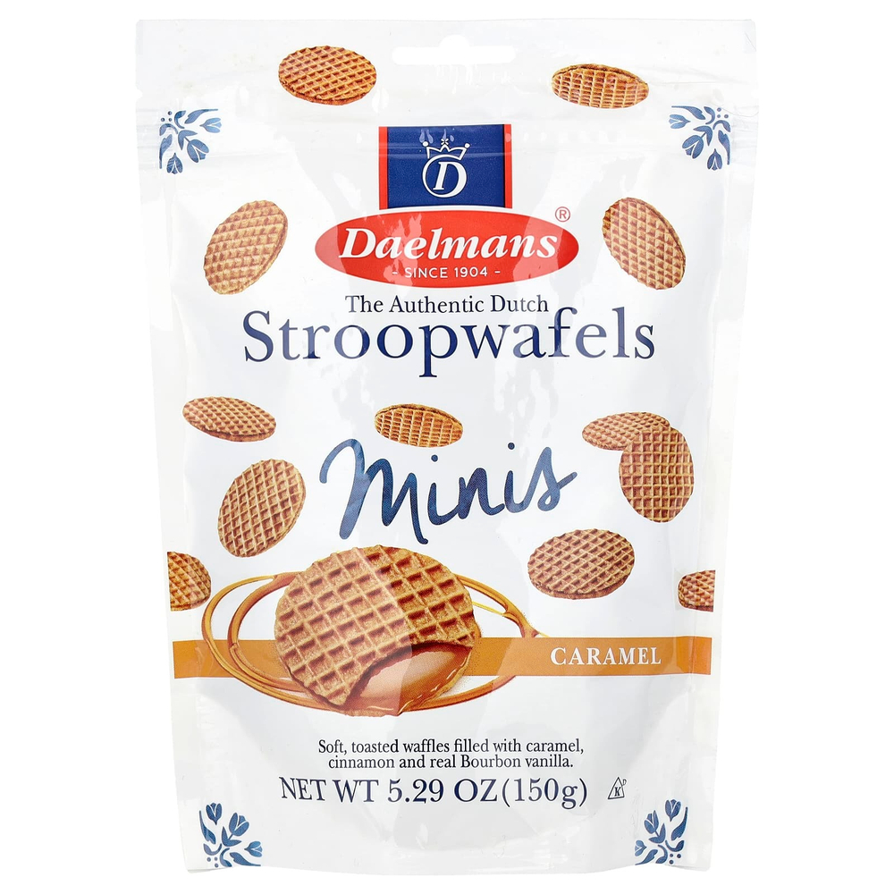 Daelmans, мини-вафли, карамель, 150 г (5,29 унции)