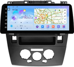 Магнитола для Nissan Tiida C11 2004-2013 (климат с круглым экранчиком, рамка черная) - FarCar монитор 12.3" 2K QLED на Android 14, TS10, CarPlay, 4G SIM-слот