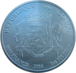 Конго 5000 франков 2016 Африканский лев СЕРЕБРО