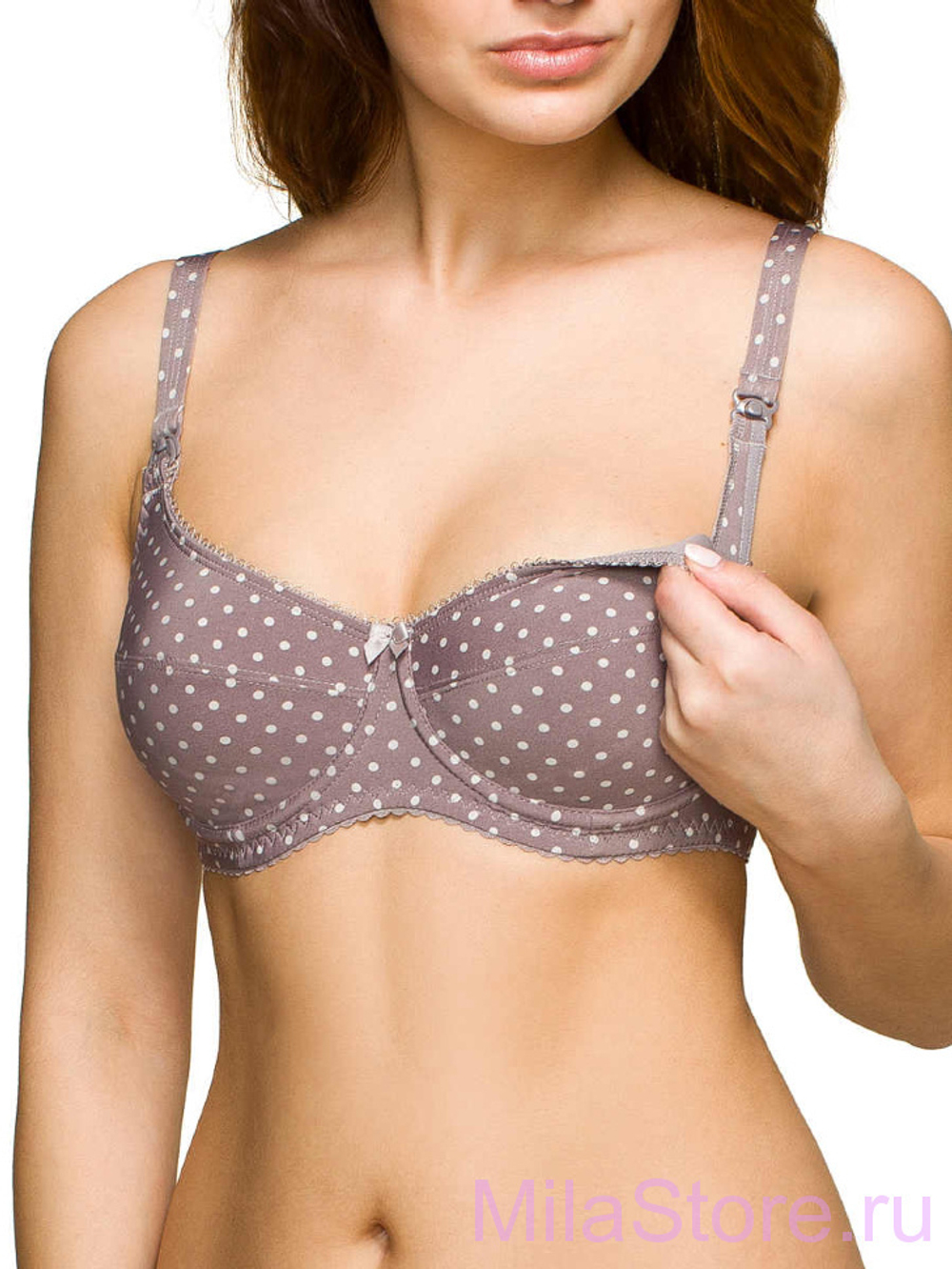 Бюстгальтер для беременных и кормящих мам 5330 коричневый горох
