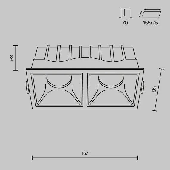 Встраиваемый светильник Technical DL043-02-15W4K-SQ-WB