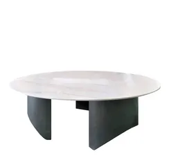 Журнальный столик Mush, Ø90х38 см, белый керамогранит