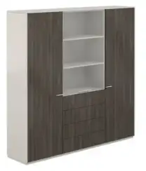 NZ-0303+NZ-0312+NZ-0303.BT.GS / Шкаф для одежды 600 - 2шт. + Шкаф высокий 800 со стеклом мат., 4 ящ., обвязка BT, фасады GS / 2024х450х1976, обвязка BT, фасады GS, стекло матовое GLM