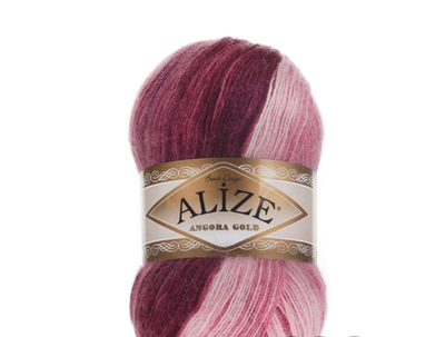 Пряжа ALIZE "Angora Gold Batik" 1895 розовый/бордовый