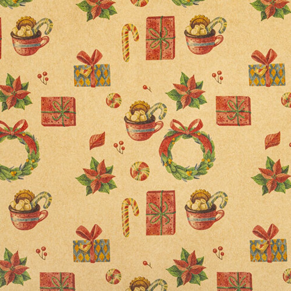 Бумага упаковочная новогодняя "Christmas Kraft", 70х100 см, 10 дизайнов ассорти, ЗОЛОТАЯ СКАЗКА, 592053, 1шт