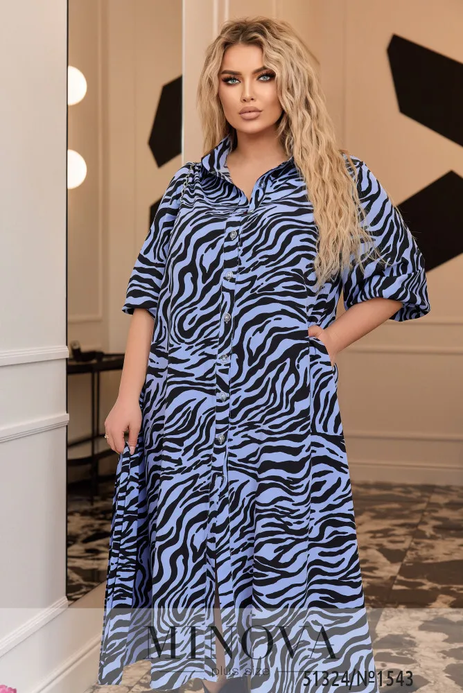 Платье 1543-голубой-черный Minova