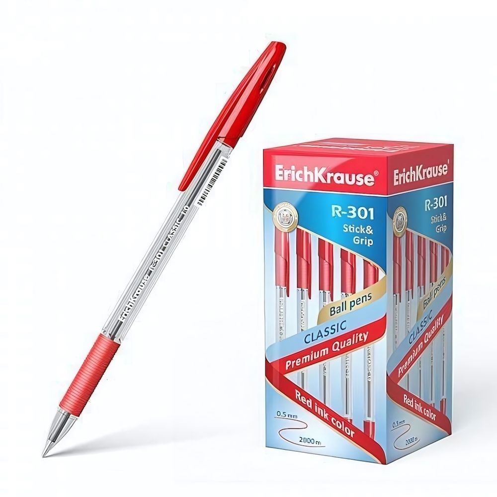 Ручка шариковая 1 мм, красная &quot;R-301 Classic Stick&amp;Grip&quot; (ErichKrause)