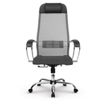 Кресло офисное МЕТТА "К-3" хром, ткань-сетка, сиденье и спинка регулируемые, светло-серое