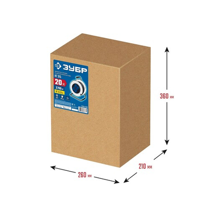 ЗУБР КГ-315, КГ, 3 x 1.5 мм2, 20 м, 3700 Вт, IP44, силовой удлинитель на стальной катушке, Профессионал (55080-20)