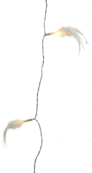 Светодиодная гирлянда Перышки белые 180 см., 10 теплых белых LED, батарейки, прозрачный провод, Kaemingk (481918/3)