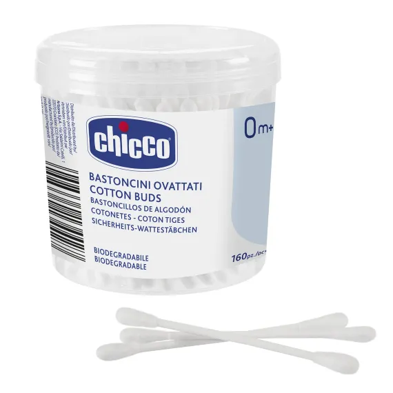 Детские ватные палочки без ограничителя Chicco, 160 шт