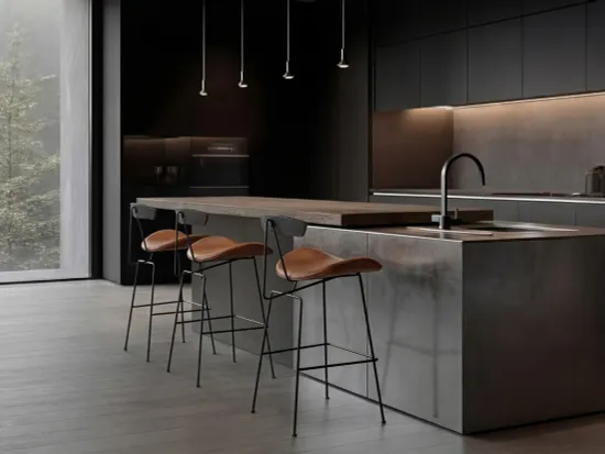 Барный стул Candy металлический, деревянная спинка, коричневая экокожа