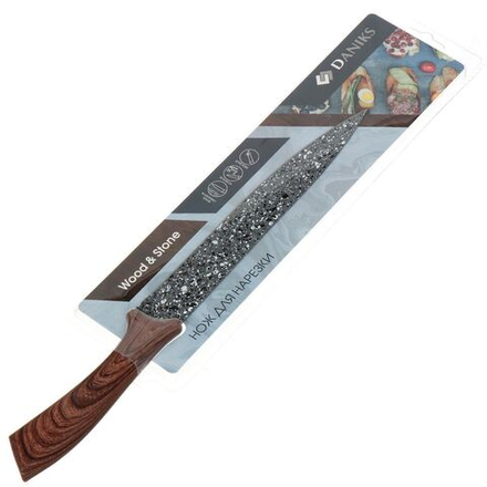Нож кухонный Daniks, Wood&Stone, универсал, нерж сталь, 20 см, рук пласт, YW-A233-SL