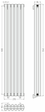 Сунержа Эстет-11 1200х270 6 секций