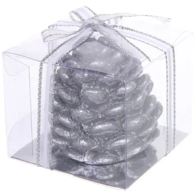 Свеча новогодняя «Лесная шишка» 6,7*6,7*5 см, Серебро