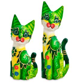 Decor and Gift 99-226 Фигурка «Кошка» н-р из двух 30, 20 см (албезия, о.Бали)