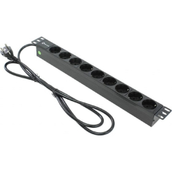 Блок розеток для телекоммуникационных шкафов 5bites PDU919P-02 Блок розеток 9S / PVC / 1U / 19" / 2M*3G*1.5MM2 / VDE