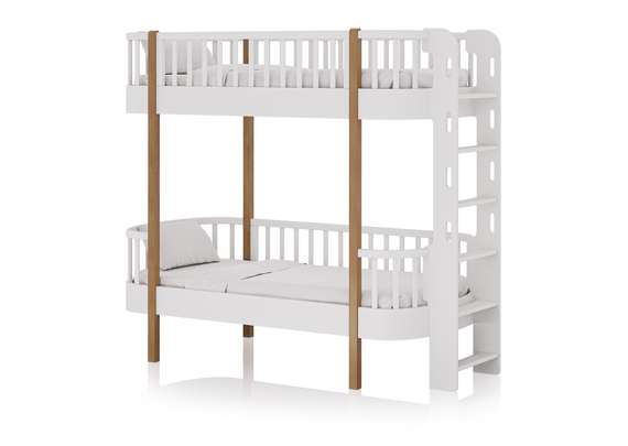 Кровать двухъярусная Classic торцевая лестница (белый)