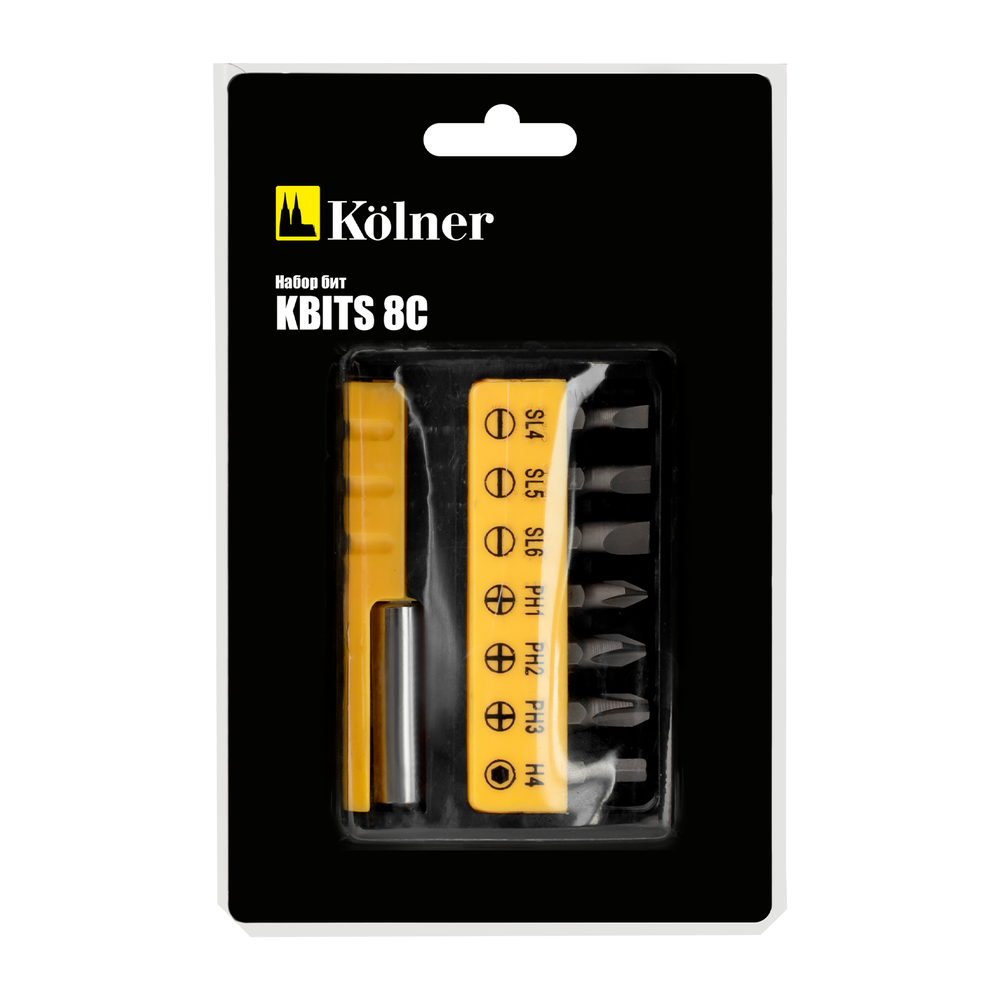 Набор бит в пластиковом кейсе KOLNER KBITS 8C