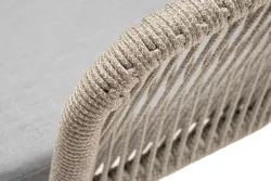 "Марсель" стул плетеный из роупа, каркас алюминий светло-серый (RAL7035) муар, роуп серый меланж круглый, ткань светло-серая