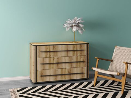 Комод для одежды с ящиками Дуб вотан/Черный 119,2х78х45 см