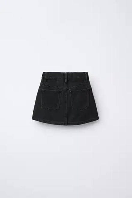 ZARA ДЖИНСОВАЯ ЮБКА СО ЗВЕЗДАМИ И БЛЕСТКАМИ, ЧЕРНЫЙ