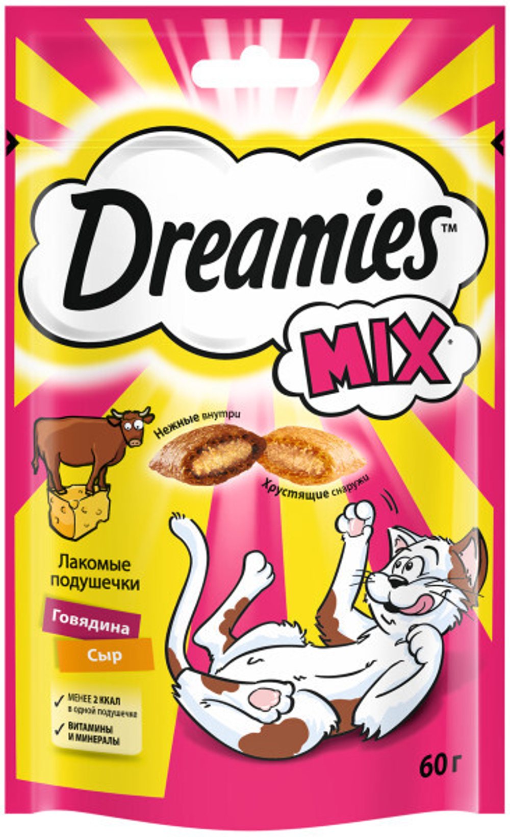 Лакомство Говядина и сыр, 60г для кошек Dreamies Микс