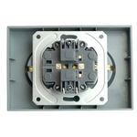 Розетка 2-местная с защитной шторкой, STEKKER, с/з, 250В, 16А, серия Эмили, RST16-5114-10, платиново-серый, soft touch 49960