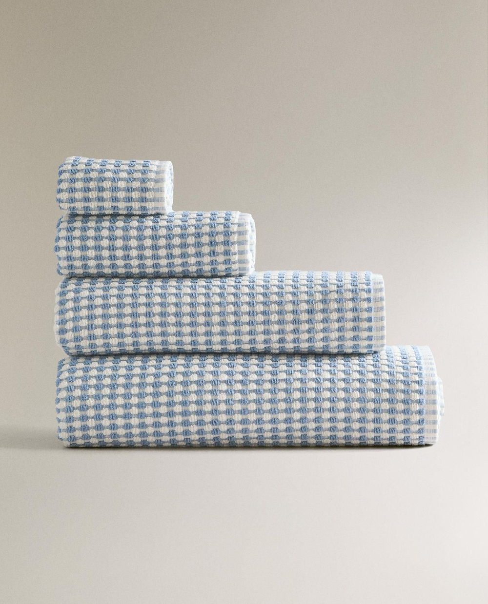 Zara Home - Хлопковое банное полотенце с текстурой, синий, 100х180 см