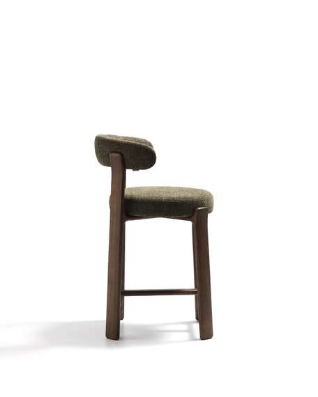 Полубарный стул Granite из зеленой синели и ясеня с отделкой орех 65 см