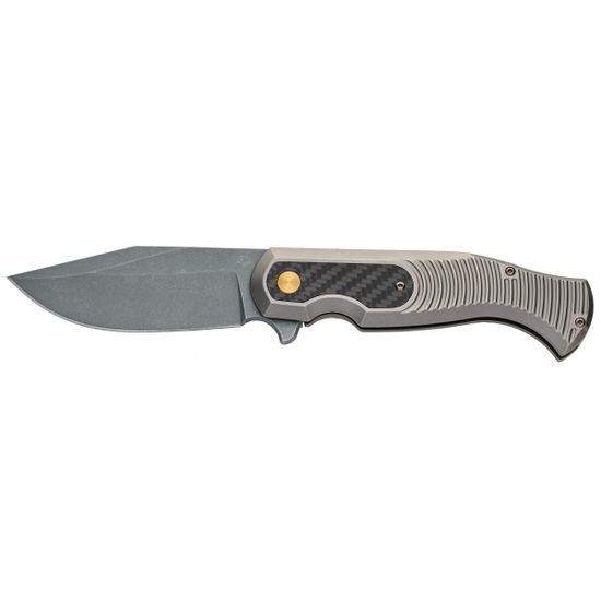 Складной нож FOX knives FX-524 TiCF East Wood Tiger c клинком из стали CPM-S90V, рукоять титан