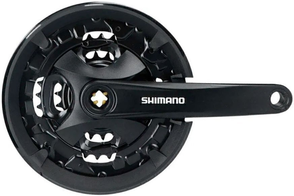 Система Shimano, MT101, 175мм, для 3x9ск, Кв, 40/30/22, с защитой от цепи., с болтами креп,  черный