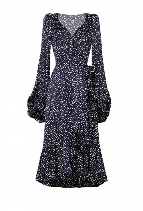 Платье темно-синее облегающее с запахом 06-01-21SS