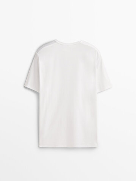 MASSIMO DUTTI Футболка из рельефного хлопка, БЕЛЫЙ