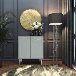 Комод Арт Колор leaves Классик Сильвер с 2 полками Серый дым